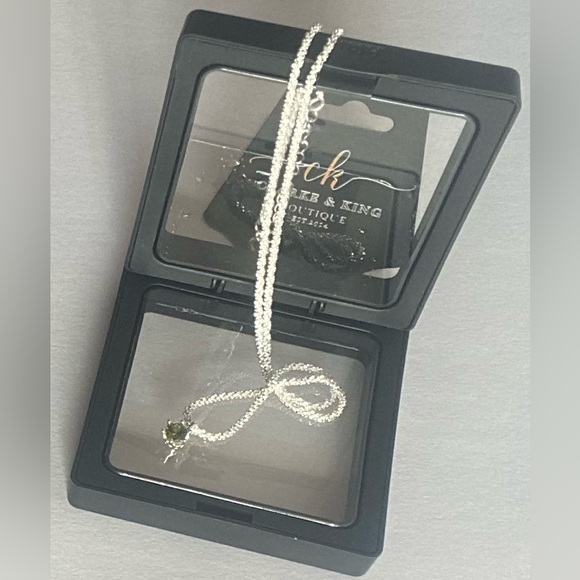 925 Silver Necklace with Zircon Pendant - Picture 1 of 6